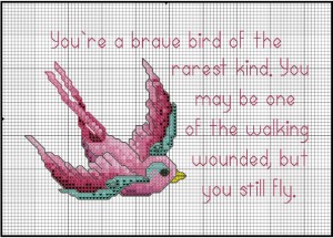 StitchPinkBirdDMCFreeCrossStitchPattern Stitch Pink Bird from DMC
