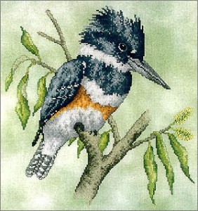 BeltedKingfisherBirdCrossStitch Belted Kingfisher Bird Cross Stitch