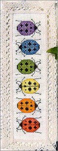 RainbowLadybugsCrossStitchBookmark Rainbow Ladybugs Cross Stitch Bookmark