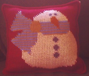 little snowman crochet pillow