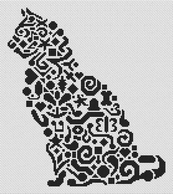 Tribal Cat by White Willow Stitching