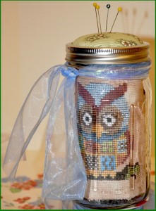 cross stitch kit in a jar by Terrie at Eclectic Darlings